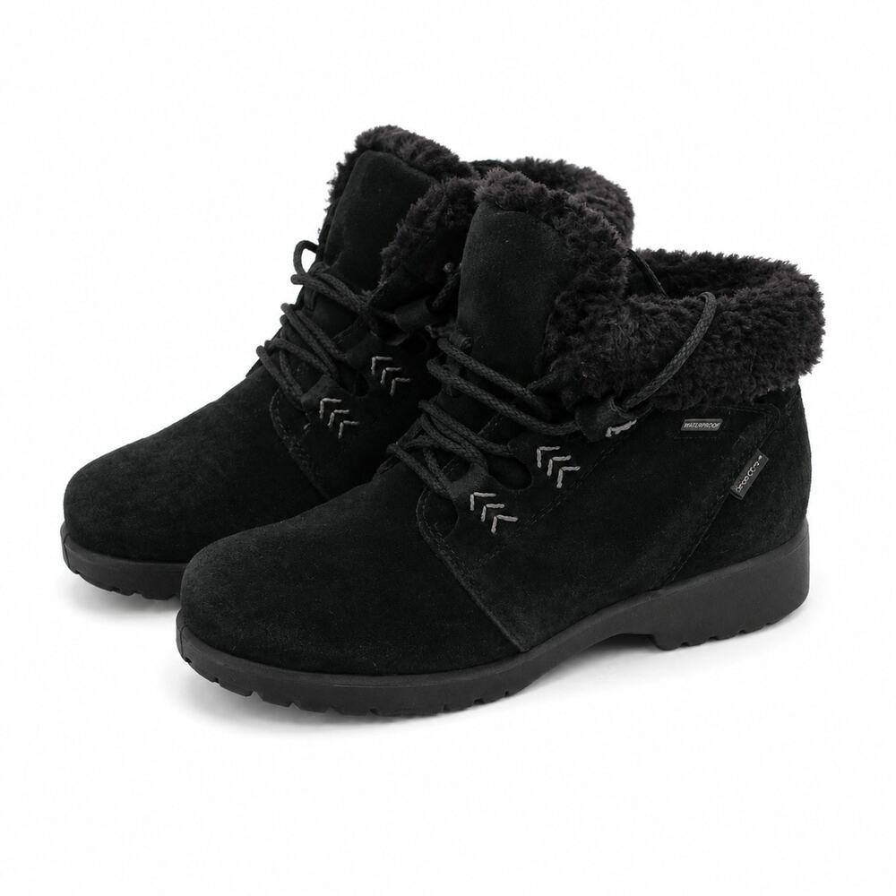 Sporto Waterproof Ankle Boots Y2K Womens 9M Suede faux-fur Lined Black Winter